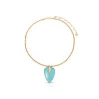 Ettika Turquoise Solstice Pendant Choker 18k Gold Plated Brass Necklace with Reconstituted Turquoise & Cubic Zirconia 15.5" Chain with 3" Extender Jade Green