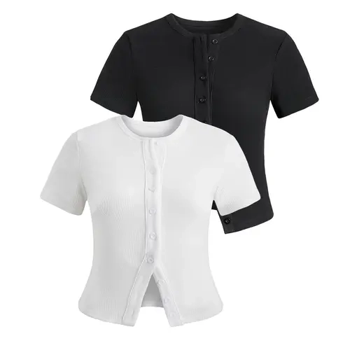 [Plus Size] Women's Solid Color Button Front Cardigan, Round Neck Casual Short Sleeve Knitwear for Daily Wear, Ladies Clothes for All Seasons, Knitting