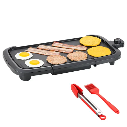 AORAN KITCHEN Grill Griddle - 10"x20" Nonstick Portable Teppanyaki Griddle, Mini Pancake Maker, Less Sticky Cleanup, Includes Cleaning Brush, Fits 8 Servings of Eggs & Hashbrowns (TikTok Shop Back to School),sohochic