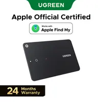 UGREEN FineTrack Slim Smart Key Finder - IP68 Waterproof Rechargeable Bluetooth Device with Magnetic Mount, Wireless Positioning Tracker, Keychain Tracker, iOS Compatible (Android/Samsung Versions), Wallet Finder, Card-Button Device,sohochic