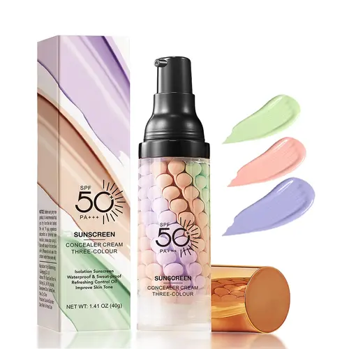 3 In 1 Primer for Face Before Makeup, SPF 50 PA+++, Sunscreen Isolation Cream, One Step Color Corrector Primer, Blurs Facial Serum Oil Control & Moisturizing Skin Tone Correcting, Radiance Skin
