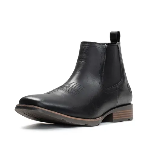 IUV Cowboy Boots For Men Ankle Boots Western Boot Casual Dress Slip On Chelsea Men Leather Footwear Walking Shoes Black Closed Decor black boots
