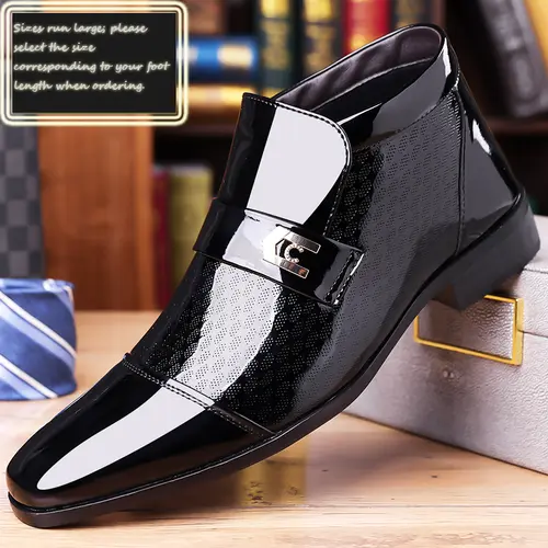 Men's Vintage PU Leather High-Top Oxfords - 2026 Classic Business Style Shoes, Casual Slip-Ons, Durable PU for Daily Wear, Breathable Flat Rubber-Soled Urban Footwear, All-Day Comfort Walking Shoes (Sizes run large; order 1 size smaller),sohochic