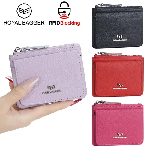 Royal Bagger Genuine Leather Women's Coin Purse - RFID Blocking Small Wallet, Casual Zipper Change Pouch for Daily Use 3200,sohochic
