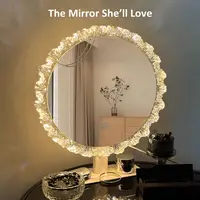 GALENTAL Elegant Iceberg Vanity Mirror with Light, Crystal LED Makeup Mirror with Dimmable 3 CCT, Touch Screen Control, Adjustable Desktop Makeup Mirror for Bathroom, Living Room, Bedroom, Best Gifts - HD Reflection, BackToSchool,sohochic