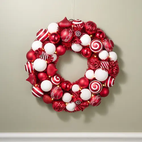 Kringle Express 22" Lit Shatterproof Ornament Wreath
