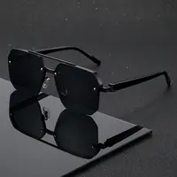 ShineThru Unisex Retro Square Sunglasses - 1 Pair Polycarbonate Semi-Rimless Double Beam, UV Protection Lens, Fashion Accessory for Adults, Gifts for Women, Party Wear