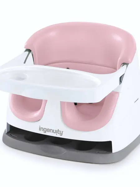 Ingenuity Baby Base 2-in-1 Seat - Slate Portable Dining Booster with Removable Tray & Adjustable Straps for Babies 6-36 Months