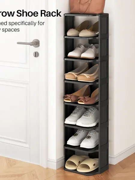 UFORU Small shoe rack, 6/9-layer plastic vertical shoe rack for small spaces, Footwear Organization,shoe rack,shoe cabinet storage