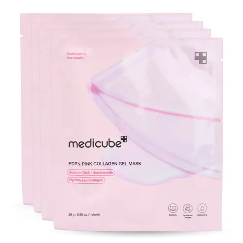 Medicube PDRN Pink Collagen Gel Face Mask (4-Pack) - Multi-Pack Moisturizer for Sensitive Skin, Hydrate, Soothe, Repair, Brighten with Hyaluronic Acid