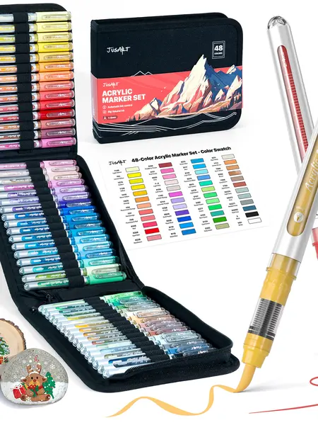 Back to school shopping JusArt Opaque Acrylic Markers Set (108/72/48/36 Colors, Painting Bag Gift Pack), Waterproof Brush Tip Art Sets, Premium DIY Painting Supplies for Multiple Surfaces, School Supplies back to school haul supplies