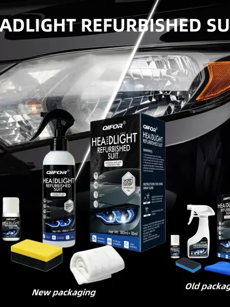 QIFOR Automotive Headlight Restoration Fluid - Car Detailing Tool for Oxidized Lamps, Yellowed/Blurred Headlamps, Car Owners’ Surface Cleaner & Oxidation Fix with Crystal Coating Agent That Improves Crystalline Coating & Delivers Crisp Shine