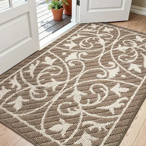LUMI Front Door Mat Entryway, Inside Entrance Doormat, Non Slip Washable Entry Mats, 32x48,Brown