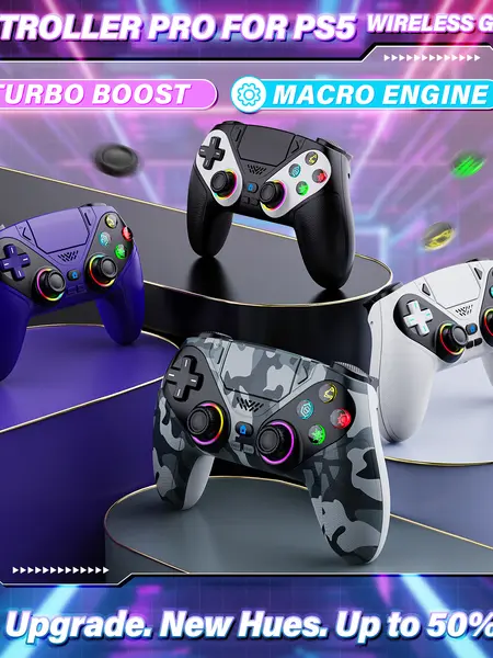 Wireless Pro Handheld Gamepad - PS5 Controller with RGB Lights, Dual Vibration, Motion Sensing, Programmable Buttons, Home Button, 1000mAh Fast-Charging Rechargeable Portable Design, Stick-Compatible PS5 Accessories,sohochic