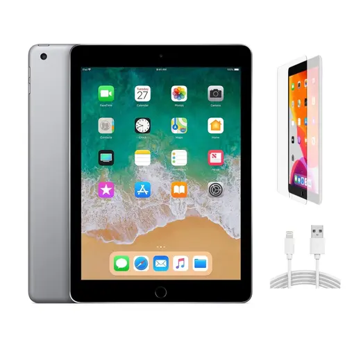 Refurbished Apple iPad 6th Gen WiFi-Excellent Condition with Tempered Glass Screen Protector & 1 Year Warranty