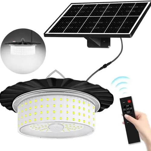Summerwins Outdoor Motion Sensor Pendant Light - Solar Shed Light, 360° Lighting, Waterproof, Dimmable, Remote-Controlled, Solar-Powered Shed Light for Home, Patio, Solar Shed Lights, Dimmable Outdoor Light