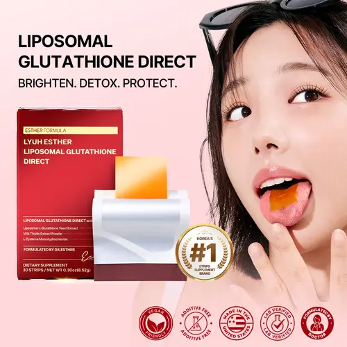 ESTHER FORMULA Liposomal Glutathione Direct (80mg*30strips) Glutathione Strips, Korean Beauty Supplement Made in USA for antioxidant, Skin Tone Care, K-Beauty, Inner Beauty Healthcare Fitness beauty film