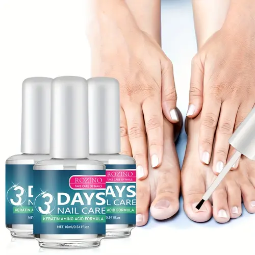 ROZINO 3-Bottle Nail Care Liquid - Lightweight Daily Keratin Amino Acid Formula, Hydrating Glossy Treatment for Hands Feet, Aesthetic Beauty Product with Hydration Boost Nail Care Serum,sohochic