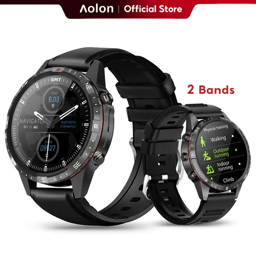Aolon GT5 Pro Smartwatch - 1.6-in HD Screen, Metal Alloy-Steel Body, Magnetic Fast Charging, Survival Fitness Tracker, Bluetooth Connectivity, Water Proof, Music Control, Black Wearable Device#back to school#travel essentials,sohochic