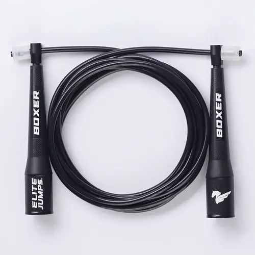 Elite Jumps Boxer 3.0 Fitness Skipping Rope - Fitness Equipment with Smooth-Action Polymer Handles, Slip-Resistant Grips, Tangle-Free 5mm Adjustable PVC Cord for Cardio Training