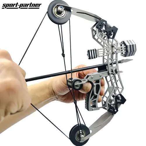 Sport-Partner Stainless Steel Mini Compound Bow and Arrow Toy Set with 8 Arrows, 10.2inch Compact Durable Archery Gear for Beginners’ Practice, Teen Boy Gift (Durability Focused, Not Suitable for Hunting),sohochic