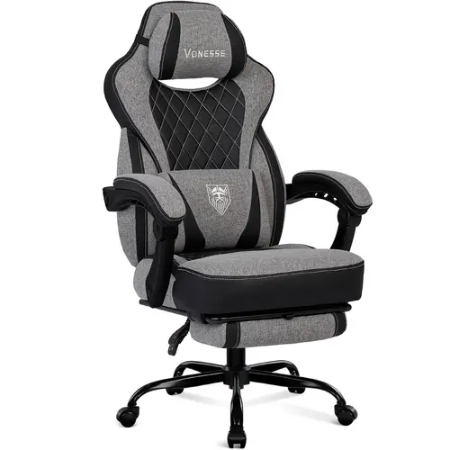 Vonesse Gaming Chair, Reclining Fabric Gaming Chairs for Adults 250LBS, Office Chair with Pocket Spring Cushion, Computer Chair with Footrest and Massage Lumbar Support V3011A summergarden