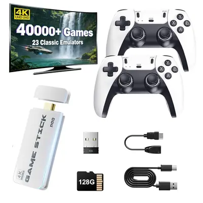 NEW Ultra Retro Game Console with 40,000+ Classic Games, Dual Wireless Controllers & Portable Emulator, Childhood Classic Game Stick Usb