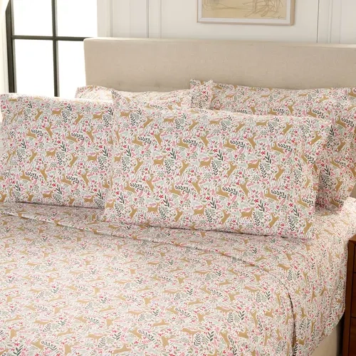 Home Reflections Double Brushed Holiday 6pc Sheet Set