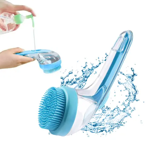 2-in-1 Pet Bath Brush with Built-in Shampoo Dispenser, Multi-functional Grooming Supplies for Long & Short Haired Dogs and Cats,sohochic