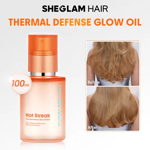 SHEGLAM HAIR Hot Streak Thermal Defense Glow Oil Elixir-80ml/2.7FlOz | Hair Care Essential Oil | Tames Frizz And Seals In Shine | Deep Nourishment | Weightless Mist Spray For All Hair Types#leave in conditioner #based hair #products #girly essentials