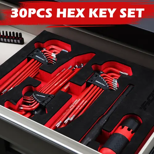 30-Piece Long Arm Ball End L-Hex & Torx Key Tool Kit Set, Hex Combination Wrench with Grip Handle, T-Handle & Extension Bars, SAE 1/16"-3/8", Metric 1.5mm-10mm, Torx T10-T50, Specialty Mechanic Tools for Mechanics, Christmas Gift,father,toolupgrade