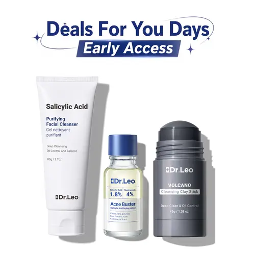 [Mikayla Picks] Dr.Leo Salicylic Acid Acne Treatment Set | 24H Pimple Rescue + 15 Minutes Blackhead Removal + Pore Detox + Oil Control | Drying Lotion + Clay Mask Stick + Cleanser Skin Repair #mothersdaygift #sohochic