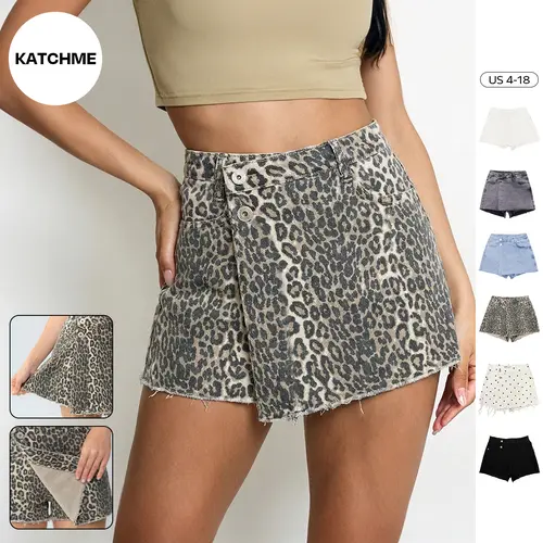 Katch Me Chic Women's Casual Layered High Waist Raw Hemline Durable Denim Skorts, Street Style Jeans, Lightweight Wrinkle-Resistant Bottoms, Figure Flattering Stretchy Womenswear, Summer Shorts #TikTokMadeMeBuyIt #SummerEssentials #DenimOutfit