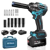 GEVEELIFE 3-in-1 Brushless Impact Wrench - 1/2" 21V Cordless High Torque Tool (516 ft-lbs/700N.m Max), 3 Speed Full Kit with 2×4.0Ah Batteries, Fast Charger, 6 Sockets, Drill Bits, Car Tools for Car Maintenance, Toolbox Compatible (21V Cordless Freedom),t