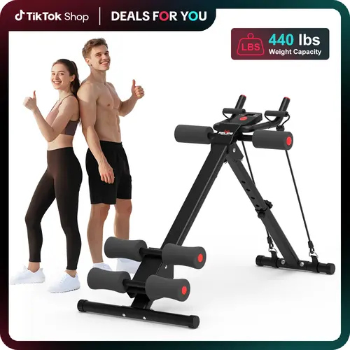 Relife Sports Adjustable Ab Trainer Machine with LCD Monitor, Knee Protection, Foldable Ab Exercise Machine for Arm and Buttocks-Core & Ab Trainer at Home Gym-dealsforyoudays Abdominal Training Equipment SummerVibes tiktokshopbacktoschool, Ab Workout Mach