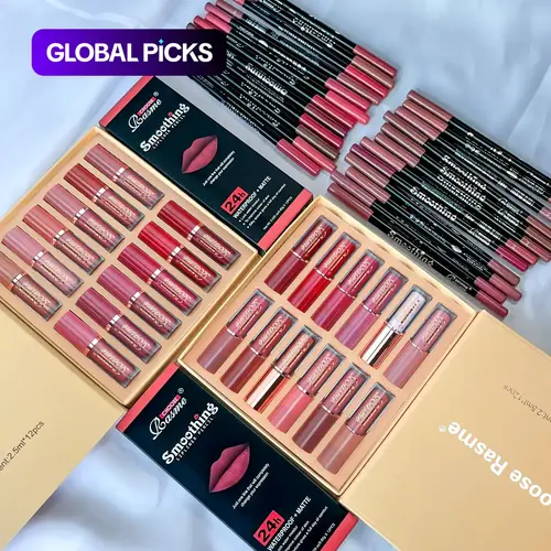 Matte Lip Gloss & Matte Lip Liner Set, 24pcs Long Lasting Lipstick & 24pcs Lip Liner Set, Suitable for All Occasions Lip Makeup, Lip Kit