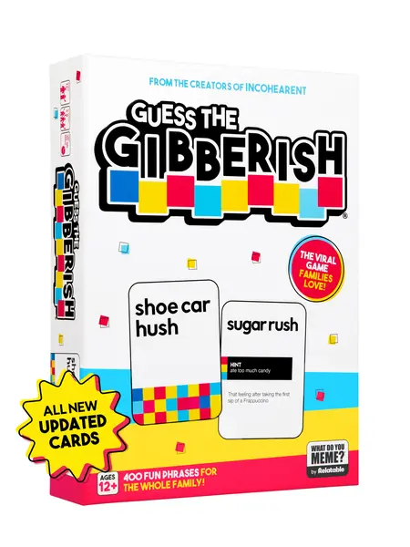 Guess The Gibberish Card Game for Families by Relatable, From The Creators of Incohereant, Fun Kids Games for Kids 12+,  Game Night With Friends, Includes 400 Cards, Instructions, and 1 Sand Timer