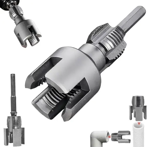 PVC Pipe Thread Cutting Tool - US Sizes 1/2''-3/4'' Integrated Internal & External Shank Mount Threading Tool for Plumbing DIY Repairs, Inches Measurement, Pipe Cutting Tool,toolupgrade