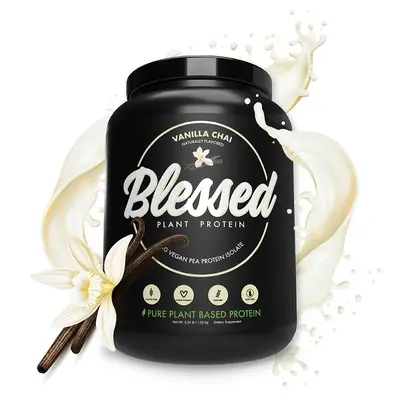 Blessed Premium Plant-Based Fitness Supplement Powder - 23g Per Serve, 30 Servings, Vegan, Dairy-Free, Soy-Free, Dietary Fiber-Infused Clean Muscle Support