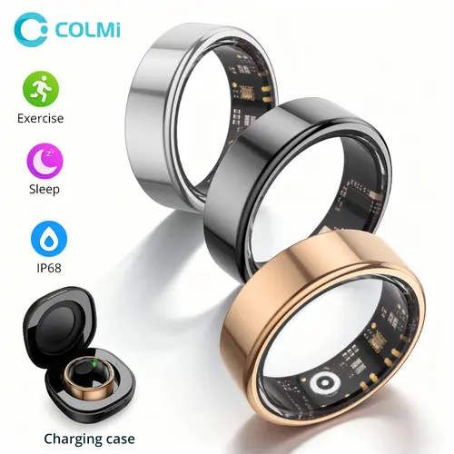 COLMI R02 Smart Ring Health & Fitness Tracker - IP68 Rated Smart Sports Device, Multi-Sports Modes, Q Ring App Compatible, Wireless, Batteries Included, Fashionable Gadget for Men & Women, Father's Day Gift, Smart Sports Devices, Wearable Fitness Trackers