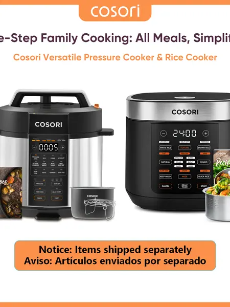 COSORI 9-in-1 6 Qt Pressure Cooker & 18-in-1 5 Qt Multifunction Rice Cooker Bundle, Multifunction Appliance with Sauté, Slow Cook, Steam, Sous Vide, Sterilizer, 24H Warm, Stainless Steel & Nonstick Inner Pots, 50 Recipes, SohoChic