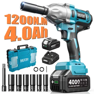 SEESII Cordless Impact Wrench, Upgraded 1200N.m(885ft-lbs) Brushless Impact Wrench 1/2", WH710 Pro with One Battery, Six Sockets, Quick-Change Chuck- Heavy Duty Power Tool for Professional Mechanics & DIY Enthusiasts