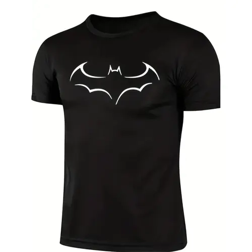 Cotton 2024 large size mens loose t shirt fashion bat print mens short sleeve t shirt summer new mens casual t shirt black -1 t shirt