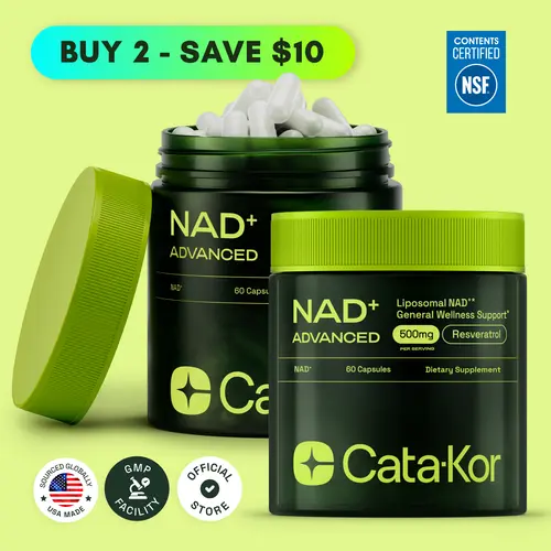 2x Cata-Kor NAD+ Advanced - NAD+ Supplement for Energy & Healthy Aging - 500mg per Serving - 120 Count (60 Day Supply) - Previously known as Reus Research NR 900 Dietary Edible