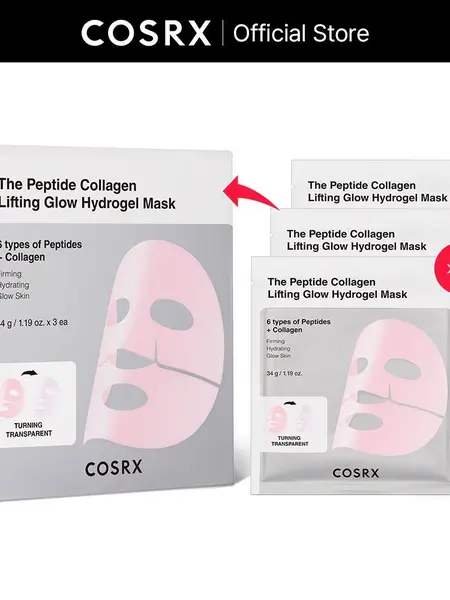 [COSRX Official] The Peptide Collagen Lifting Glow Hydrogel Mask_3ea  |  Lift, Firm and Glow with Peptides & Collagen