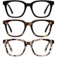 RESJOK 3 Pairs Fashion Square Frame Reading Glasses - 2025 New High Quality Eyewear, Blue Light Blocking Anti-Glare Computer Readers for Women, Eye Strain Relief Eyewear Fashion Magnifiers,sohochic