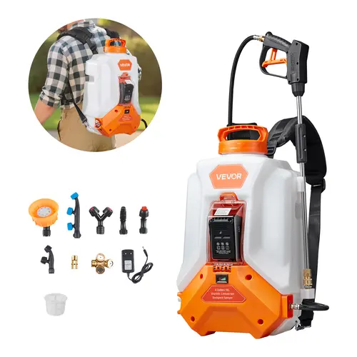【Summerfinds】VEVOR Battery Powered Backpack Sprayer,4 Gallons Electric Backpack Sprayer2 Wands & 8 NozzlesAdjustable 0-90 PSI4H RuntimePortable Yard Garden Lawn Sprayers for Weeding Spraying Cleaning