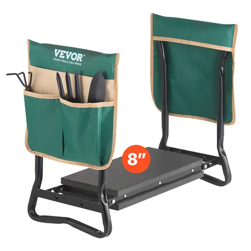 【toolupgrade】VEVOR Garden Kneeler and Seat, 8in Wide Support EVA Foam Kneeling Pad, Sturdy Frame Keeps You Planted Folding Stool with 2 Bag Sets, Fatigue Relief Portable Bench for Women Grandparents, Two Bag Sets