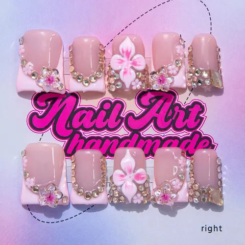 Delicatething Y2K Style Duckbill Nail Tips, Decorative Nails, Handmade Rhinestones, Heart Design, Perfect Gift for Women