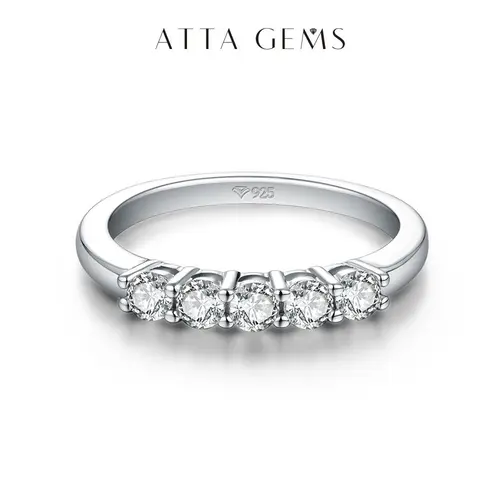ATTAGEM Female Lab-Created Moissanite Eternity Band - Sparkling Artificial Gemstone Ring, Elegant for Engagement, Anniversary, Wedding (R264) - Ideal for Engagement Ring Shopping, TikTok Shop Back to School Jewelry